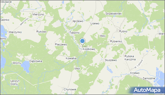 mapa Kostkowo, Kostkowo gmina Gniewino na mapie Targeo
