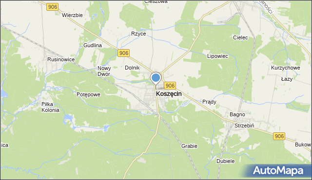 mapa Koszęcin, Koszęcin powiat lubliniecki na mapie Targeo