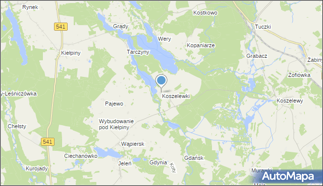 mapa Koszelewki, Koszelewki na mapie Targeo