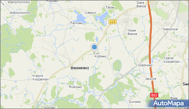 mapa Kotłowo, Kotłowo gmina Biesiekierz na mapie Targeo