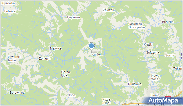 mapa Kotów, Kotów gmina Bircza na mapie Targeo