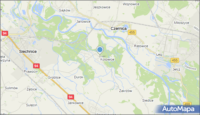 mapa Kotowice, Kotowice gmina Siechnice na mapie Targeo