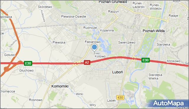 mapa Kotowo, Kotowo gmina Poznań na mapie Targeo