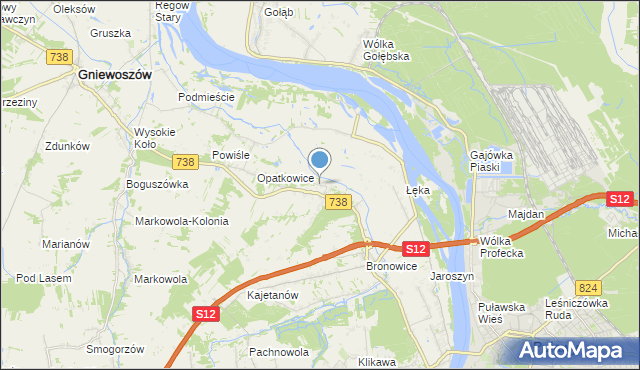 mapa Kowala, Kowala gmina Puławy na mapie Targeo