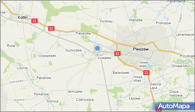 mapa Kowalew, Kowalew gmina Pleszew na mapie Targeo