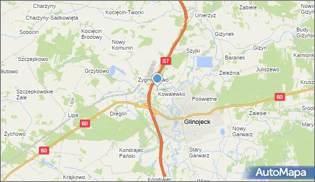 mapa Kowalewko, Kowalewko gmina Glinojeck na mapie Targeo