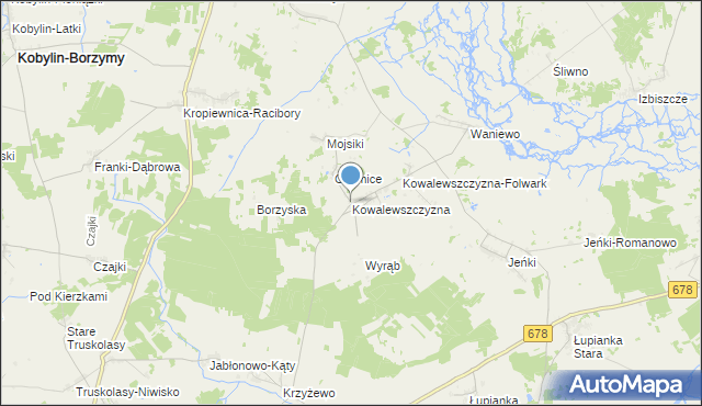 mapa Kowalewszczyzna, Kowalewszczyzna gmina Sokoły na mapie Targeo