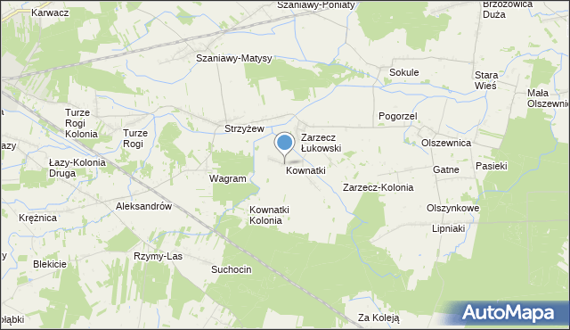 mapa Kownatki, Kownatki gmina Łuków na mapie Targeo