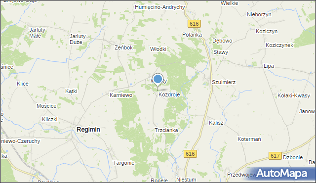 mapa Kozdroje, Kozdroje na mapie Targeo