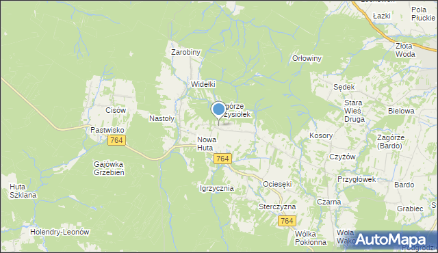 mapa Koziel, Koziel gmina Raków na mapie Targeo