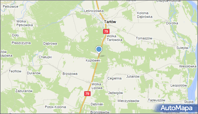 mapa Kozłówek-Szosa, Kozłówek-Szosa na mapie Targeo