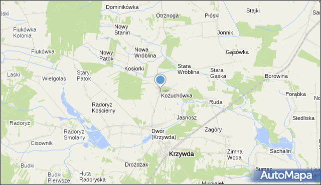 mapa Kożuchówka, Kożuchówka na mapie Targeo