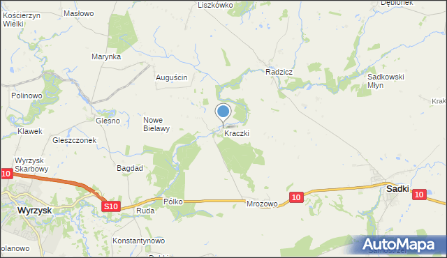 mapa Kraczki, Kraczki gmina Sadki na mapie Targeo