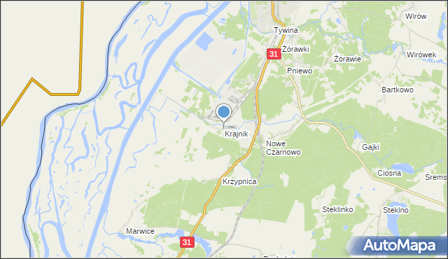 mapa Krajnik, Krajnik na mapie Targeo