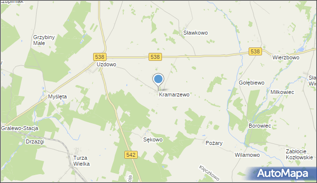 mapa Kramarzewo, Kramarzewo gmina Działdowo na mapie Targeo