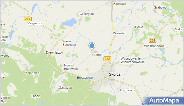 mapa Kranek, Kranek na mapie Targeo