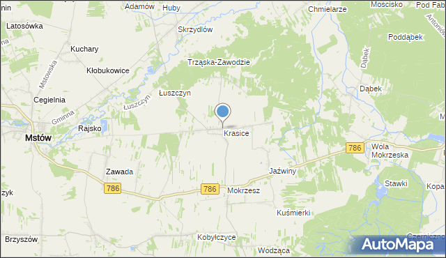 mapa Krasice, Krasice gmina Mstów na mapie Targeo