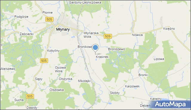 mapa Krasinek, Krasinek na mapie Targeo