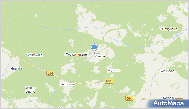 mapa Krasne, Krasne gmina Lipsk na mapie Targeo