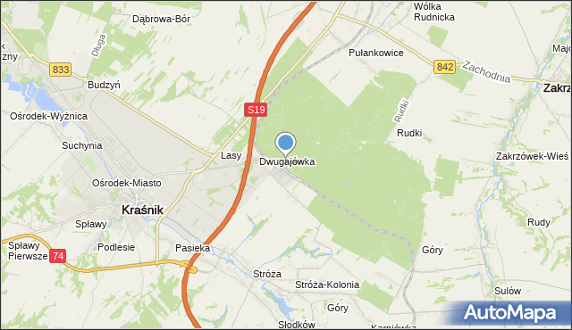 mapa Kraśnik, Kraśnik powiat kraśnicki na mapie Targeo