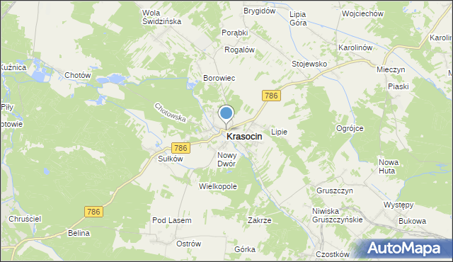 mapa Krasocin, Krasocin na mapie Targeo