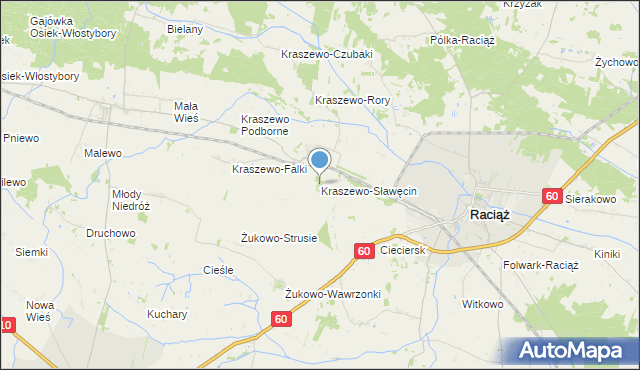 mapa Kraszewo-Sławęcin, Kraszewo-Sławęcin na mapie Targeo