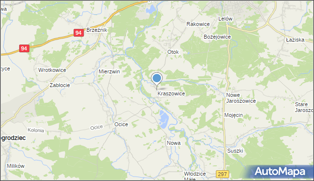 mapa Kraszowice, Kraszowice na mapie Targeo