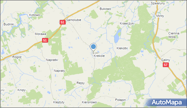 mapa Krekole, Krekole na mapie Targeo