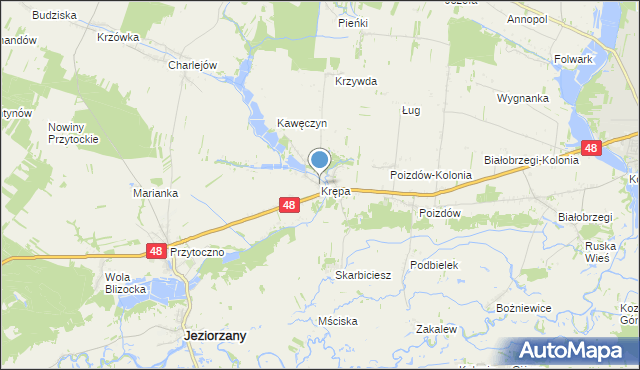 mapa Krępa, Krępa gmina Jeziorzany na mapie Targeo