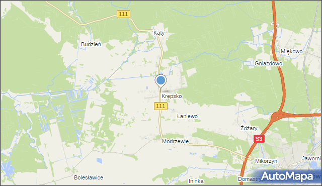 mapa Krępsko, Krępsko gmina Goleniów na mapie Targeo