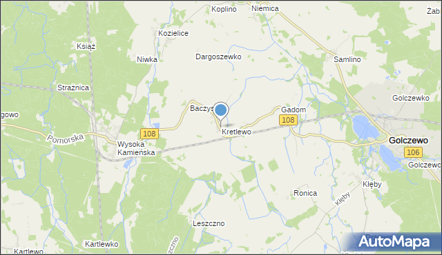 mapa Kretlewo, Kretlewo na mapie Targeo