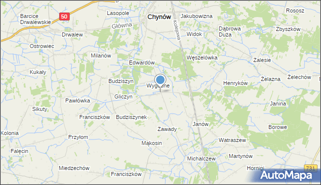 mapa Krężel, Krężel gmina Chynów na mapie Targeo