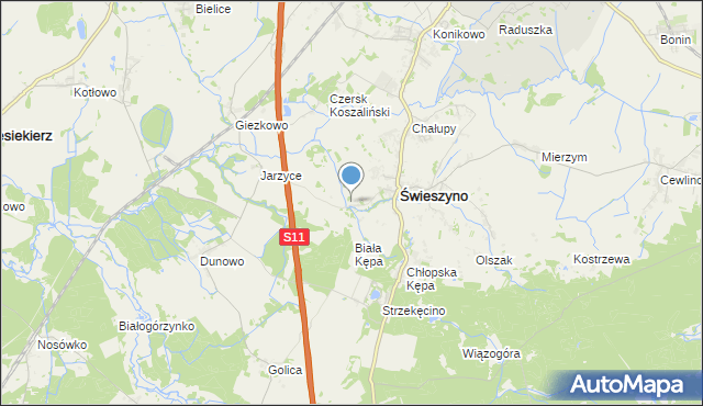 mapa Krokowo, Krokowo gmina Świeszyno na mapie Targeo