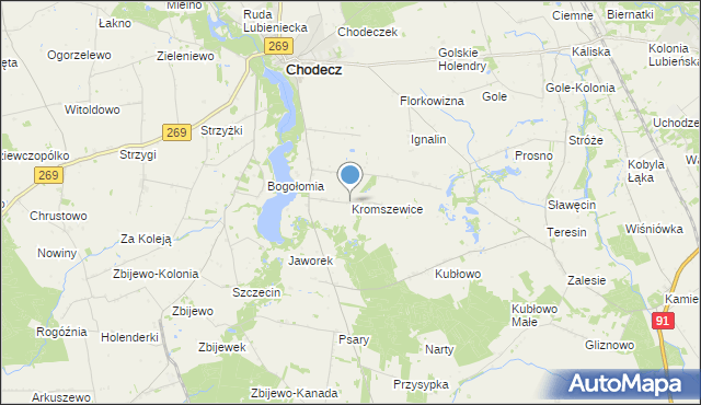 mapa Kromszewice, Kromszewice na mapie Targeo