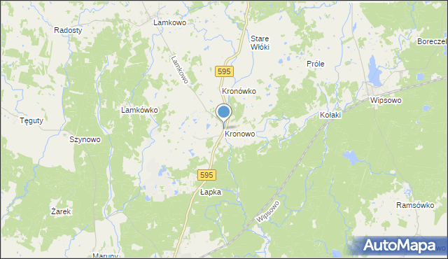 mapa Kronowo, Kronowo gmina Barczewo na mapie Targeo