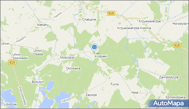 mapa Kropiwki, Kropiwki na mapie Targeo