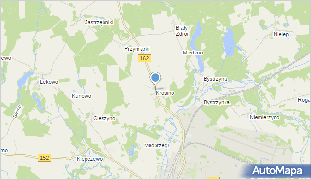 mapa Krosino, Krosino gmina Świdwin na mapie Targeo