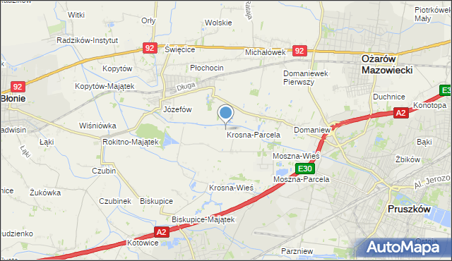 mapa Krosna-Parcela, Krosna-Parcela na mapie Targeo