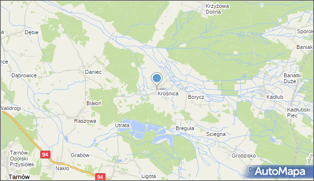 mapa Krośnica, Krośnica gmina Izbicko na mapie Targeo