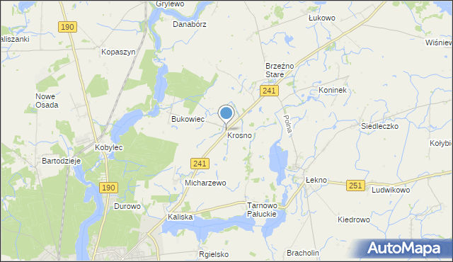 mapa Krosna, Krosno gmina Wągrowiec na mapie Targeo