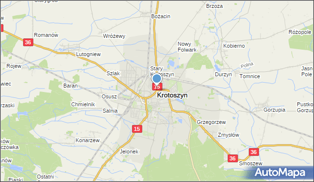 mapa Krotoszyna, Krotoszyn na mapie Targeo