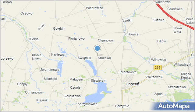mapa Krukowo, Krukowo gmina Choceń na mapie Targeo