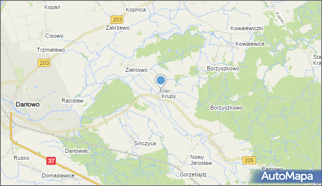 mapa Krupy, Krupy gmina Darłowo na mapie Targeo