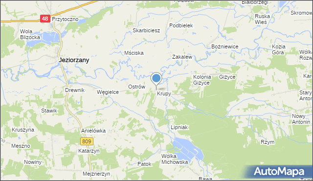 mapa Krupy, Krupy gmina Michów na mapie Targeo