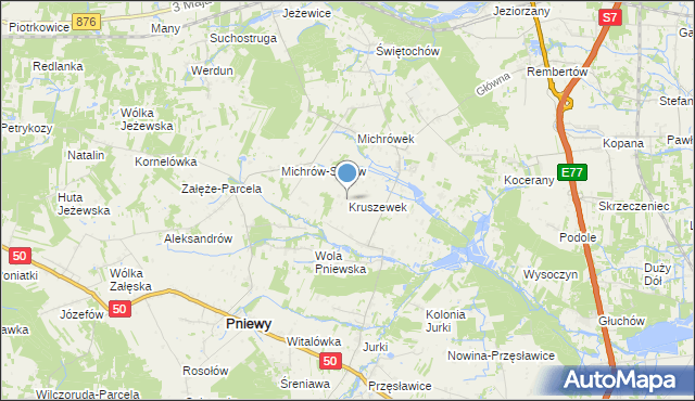 mapa Kruszewek, Kruszewek na mapie Targeo