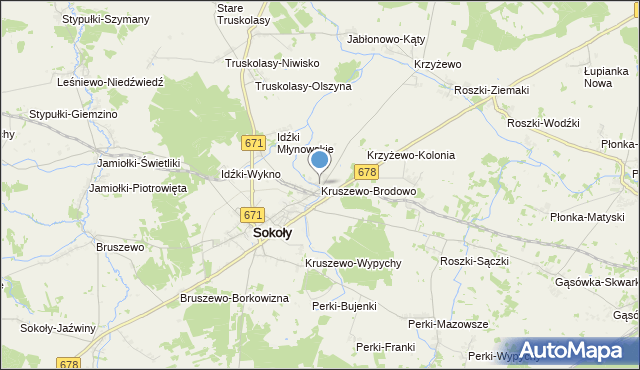 mapa Kruszewo-Brodowo, Kruszewo-Brodowo na mapie Targeo