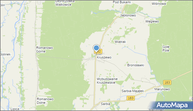 mapa Kruszewo, Kruszewo gmina Ujście na mapie Targeo