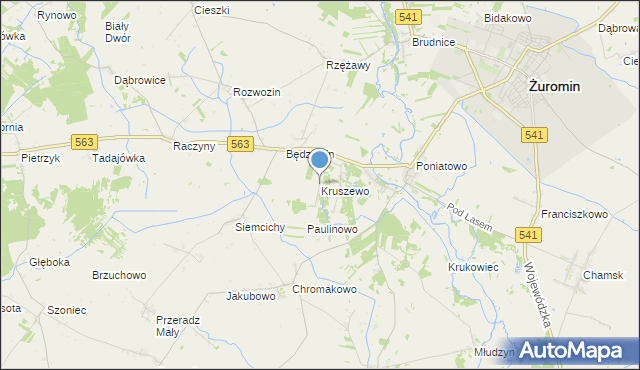 mapa Kruszewo, Kruszewo gmina Żuromin na mapie Targeo