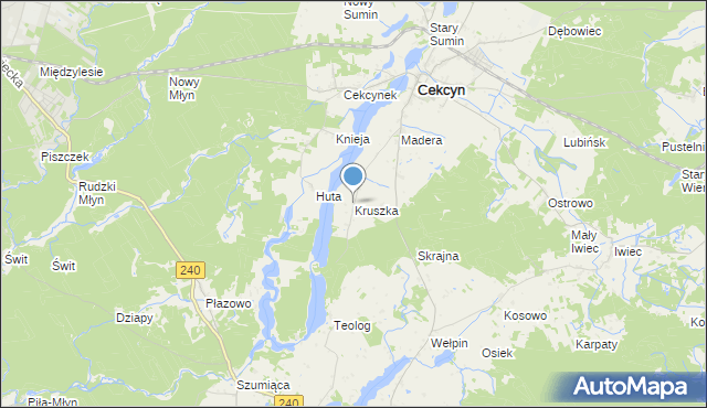 mapa Kruszka, Kruszka gmina Cekcyn na mapie Targeo