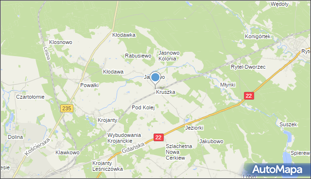mapa Kruszka, Kruszka gmina Chojnice na mapie Targeo